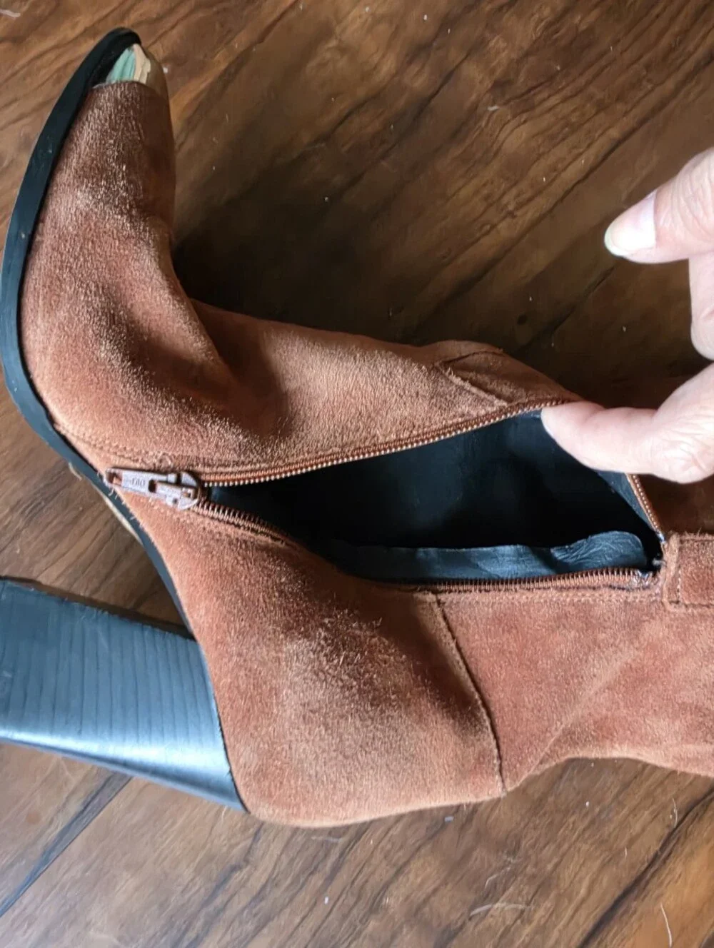 topshop brown suede western thigh high boots pointed toe Metal cap toe 8